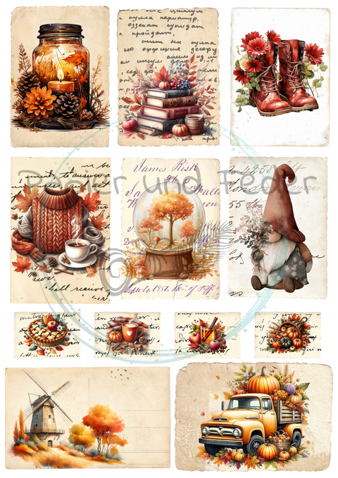 Hyggetid "Herbst" // Label- & Ephemera-Set // Papier & Feder // 10 Seiten // einseitig bedruckt // 160 g/m²