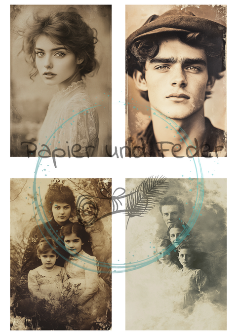 8 Seiten "Portraits 2" // Papier & Feder // 200 g/m² // zum selber ausschneiden