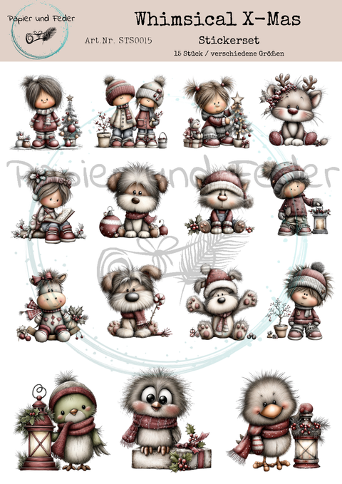 Stickerbogen "Whimsical X-Mas" // selbstklebend // verschiedene Größen