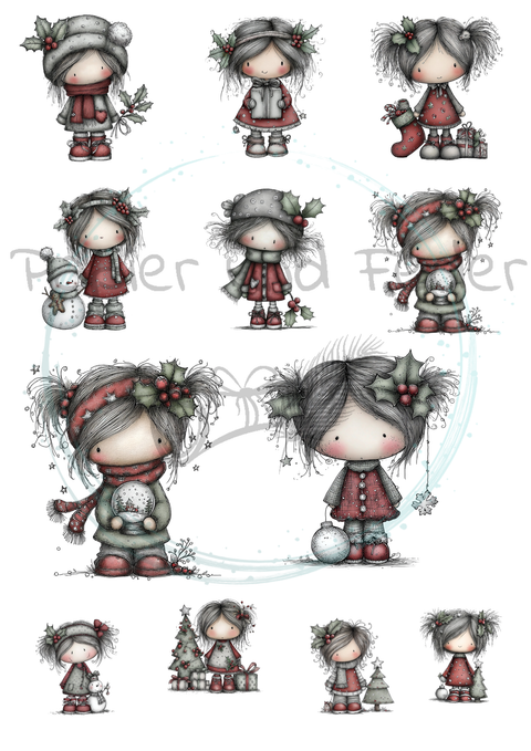 36 Die Cuts "X-Mas Püppis" // verschiedene Größen // 200g/m²