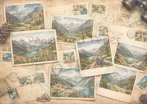 Designpapier "Reiselust" // 8 Blatt // DIN A 4 // doppelseitig bedruckt // 110 g/m²