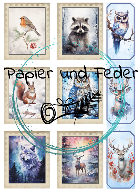 "Winter Woodlands" // Ephemera & Label Set // Papier & Feder // 12 Seiten // einseitig bedruckt