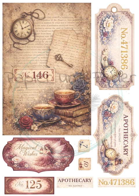 "Spuren der Zeit" // Label- & Ephemera-Set // Papier & Feder // 7 Seiten // einseitig bedruckt // 160 g/m²