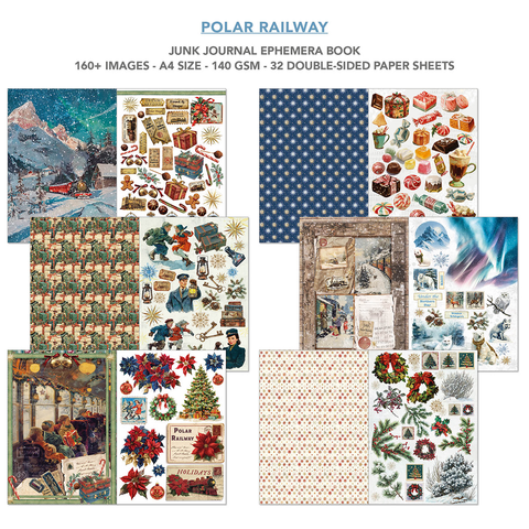 Junk Journal Ephemera Book "Polar Railway" // Ciao Bella // 32 Seiten