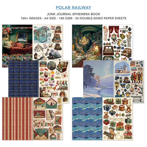 Junk Journal Ephemera Book "Polar Railway" // Ciao Bella // 32 Seiten