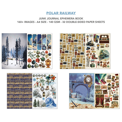 Junk Journal Ephemera Book "Polar Railway" // Ciao Bella // 32 Seiten