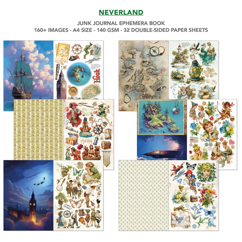 VORBESTELLUNG! Junk Journal Ephemera Book "Neverland" // Ciao Bella // 32 Seiten