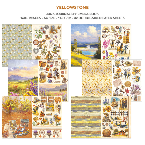 VORBESTELLUNG! Junk Journal Ephemera Book "Yellowstone" // Ciao Bella // 32 Seiten