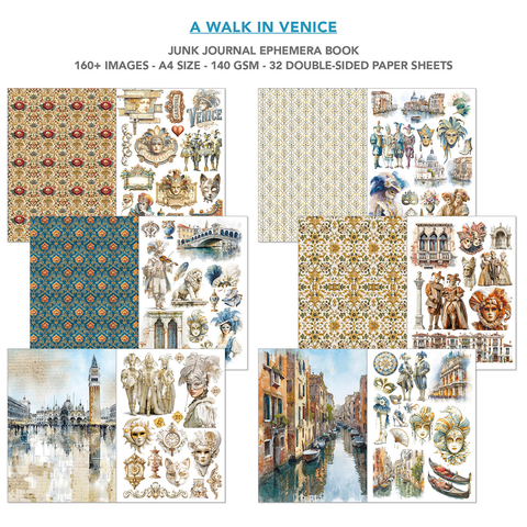 VORBESTELLUNG! Junk Journal Ephemera Book "A walk in Venice" // Ciao Bella // 32 Seiten