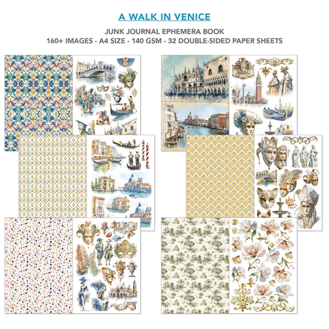 VORBESTELLUNG! Junk Journal Ephemera Book "A walk in Venice" // Ciao Bella // 32 Seiten