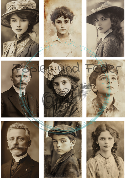 8 Seiten "Portraits 2" // Papier & Feder // 200 g/m² // zum selber ausschneiden