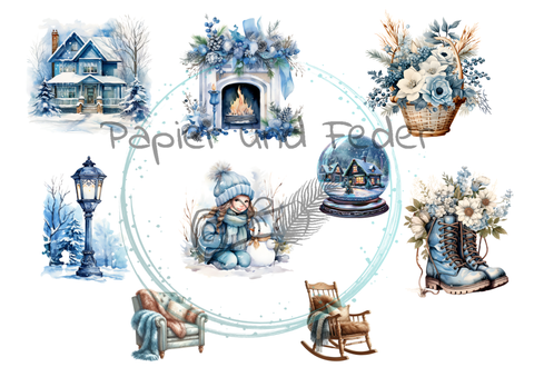 28 Die Cuts zum Papierset Hyggetid "Winter" // verschiedene Größen // 200g/m²