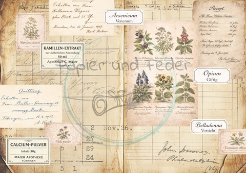 Designpapier "Betty's Kräuterapotheke" // 12 Seiten // DIN A 4 // doppelseitig bedruckt