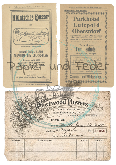 "Papierfundstücke vergangener Zeiten" Vol. 1 // Label- & Ephemera-Set // Papier & Feder // 16 Seiten // einseitig bedruckt // 160 g/m²