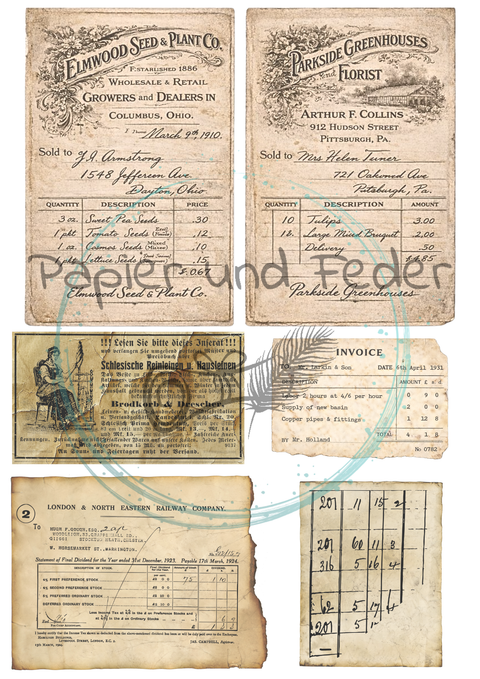"Papierfundstücke vergangener Zeiten" Vol. 1 // Label- & Ephemera-Set // Papier & Feder // 16 Seiten // einseitig bedruckt // 160 g/m²
