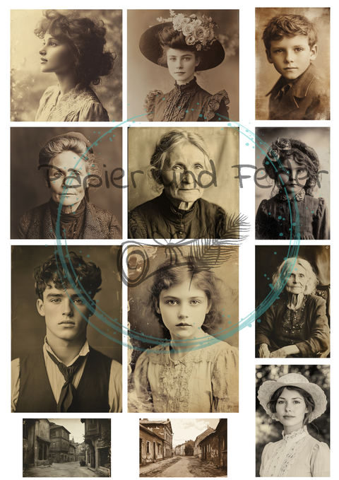 8 Seiten "Portraits 2" // Papier & Feder // 200 g/m² // zum selber ausschneiden