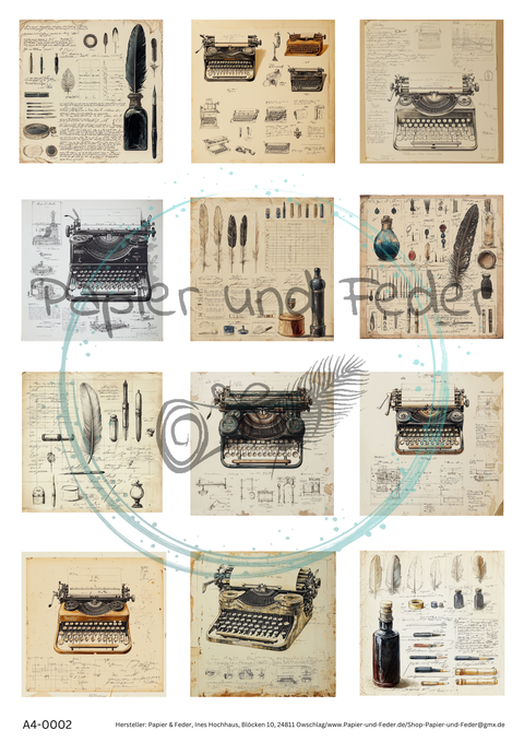 Pictures for Collage Strips "Writing Art" (1) // DIN A 4 Sheet // 160 g/m²