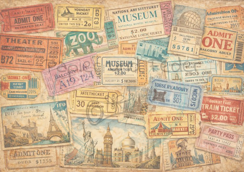 Designpapier "Reiselust" // 8 Blatt // DIN A 4 // doppelseitig bedruckt // 110 g/m²