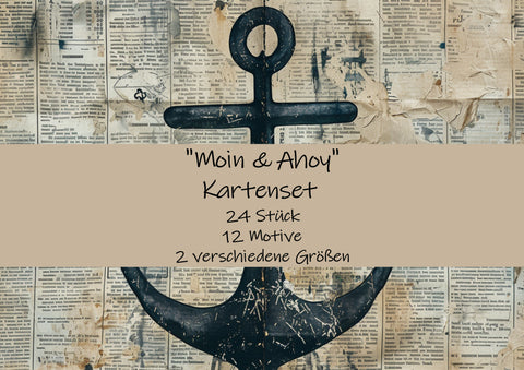 Kartenset zum Papierset "Moin & Ahoy" // 24 Stück //2 verschiedene Größen // 200g/m²