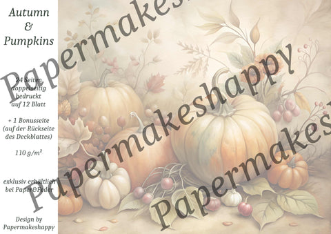 "Autumn & Pumpkins" // Papermakeshappy // 12 Blatt Designpapier // doppelseitig bedruckt