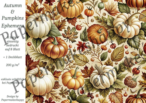 "Autumn &amp; Pumpkins" // Papermakeshappy // Ephemera set // 200 g/m²