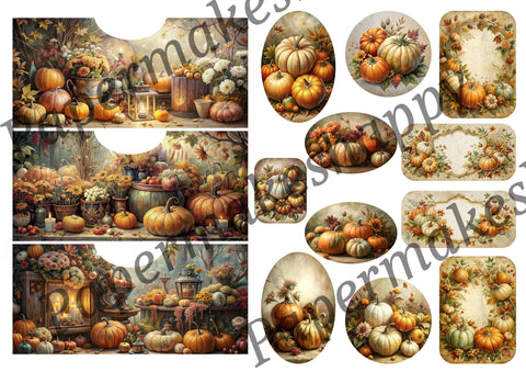 "Autumn &amp; Pumpkins" // Papermakeshappy // Ephemera set // 200 g/m²