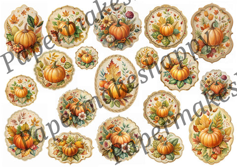 "Autumn &amp; Pumpkins" // Papermakeshappy // Ephemera set // 200 g/m²