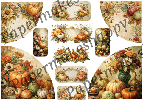 "Autumn &amp; Pumpkins" // Papermakeshappy // Ephemera set // 200 g/m²