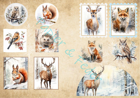 Ephemera-Avis zum Papierset "Winter Woodland" // 12 Seiten // DIN A 5 // doppelseitig bedruckt