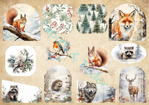 Ephemera-Avis zum Papierset "Winter Woodland" // 12 Seiten // DIN A 5 // doppelseitig bedruckt