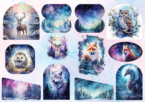 Ephemera-Avis zum Papierset "Fantasy Winter Woodland" // 12 Seiten // DIN A 5 // doppelseitig bedruckt