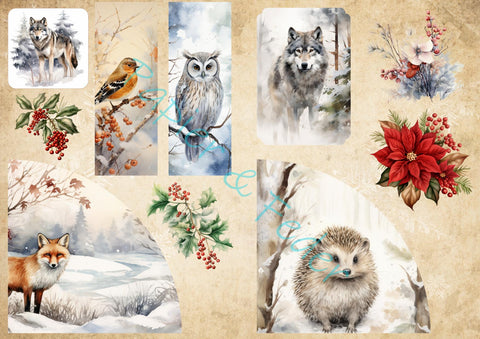 Ephemera-Avis zum Papierset "Winter Woodland" // 12 Seiten // DIN A 5 // doppelseitig bedruckt