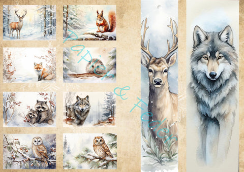 Ephemera-Avis zum Papierset "Winter Woodland" // 12 Seiten // DIN A 5 // doppelseitig bedruckt