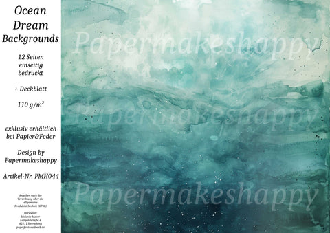"Ocean Dream" Backgrounds  // Papermakeshappy // 12 Seiten Designpapier // einseitig bedruckt