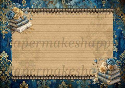 "Books & Damask" // Papermakeshappy // 9 Blatt Designpapier // doppelseitig bedruckt