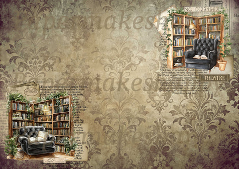 "Books & Damask" // Papermakeshappy // 9 Blatt Designpapier // doppelseitig bedruckt