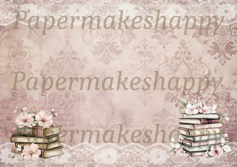 "Books & Damask" // Papermakeshappy // 9 Blatt Designpapier // doppelseitig bedruckt