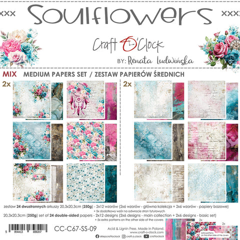 KOMPLETTSET "Soulflowers" 20 % günstiger // Craft O'Clock // 4 Papiersets