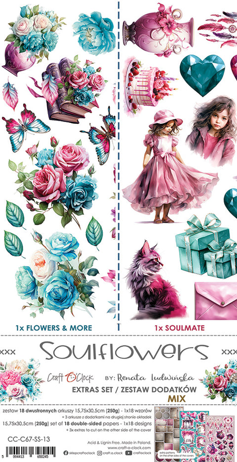 KOMPLETTSET "Soulflowers" 20 % günstiger // Craft O'Clock // 4 Papiersets