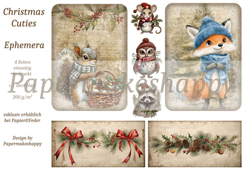 "Christmas Cuties" // Papermakeshappy // Ephemera-Set // 200 g/m²