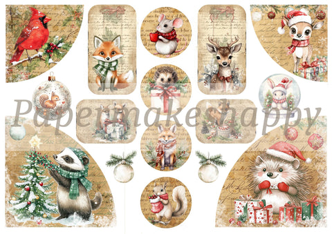 "Christmas Cuties" // Papermakeshappy // Ephemera set // 200 g/m²