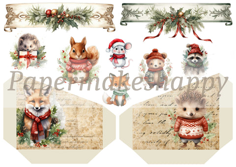 "Christmas Cuties" // Papermakeshappy // Ephemera set // 200 g/m²