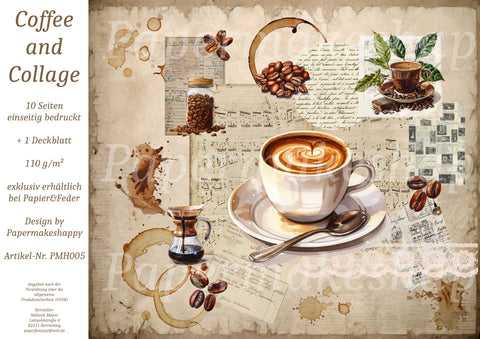 "Coffee & Collage" // Papermakeshappy // 10 Blatt Designpapier // einseitig bedruckt