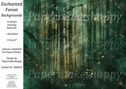 "Enchanted Forest" Backgrounds  // Papermakeshappy // 12 Seiten Designpapier // einseitig bedruckt