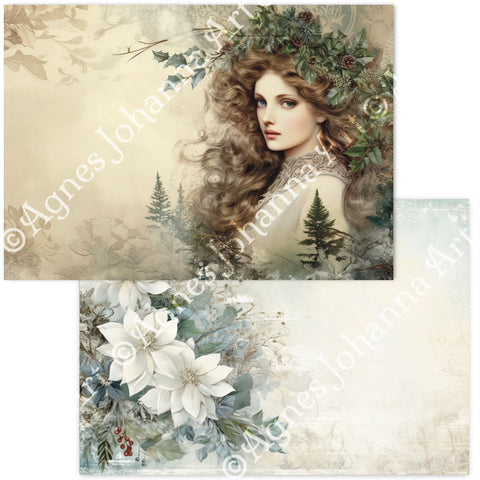 "Frosty Greenery" // AgnesJohanna Art // 7 sheets of design paper // printed on both sides 