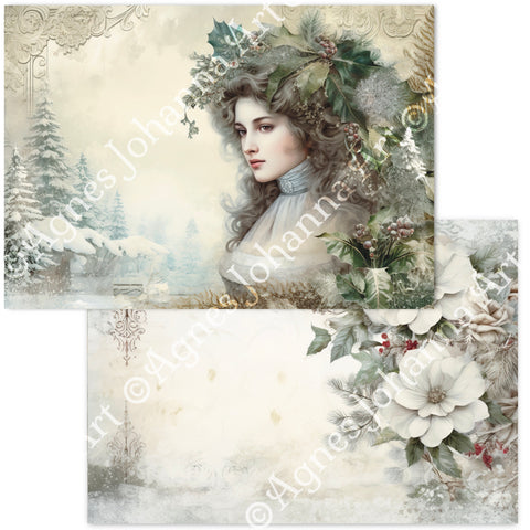 "Frosty Greenery" // AgnesJohanna Art // 7 sheets of design paper // printed on both sides 