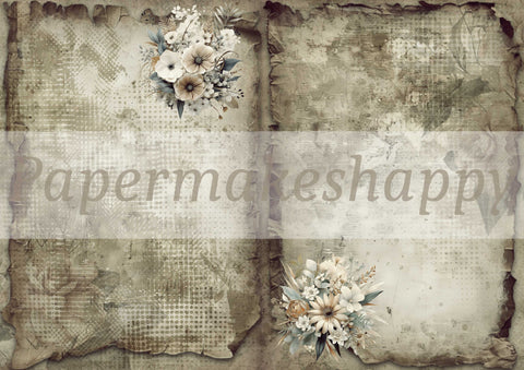 "Grungy Flowers" // Papermakeshappy // 7 Blatt Designpapier // doppelseitig bedruckt