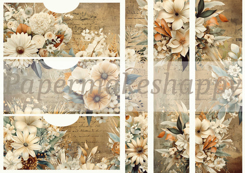 "Grungy Flowers" // Papermakeshappy // Ephemera-Set // 200 g/m²