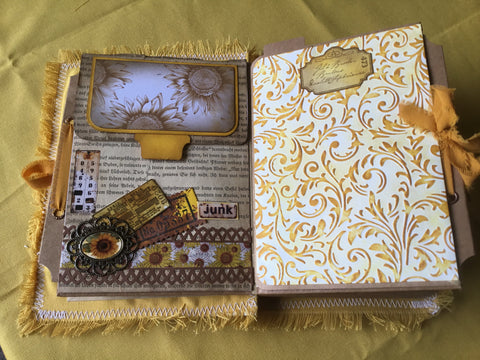 Mini Journal "Sonnenblume 13" // handgemacht von Uta (Streifenhörnchen)