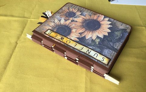 Mini Journal "Sonnenblume 16" // handgemacht von Uta (Streifenhörnchen)